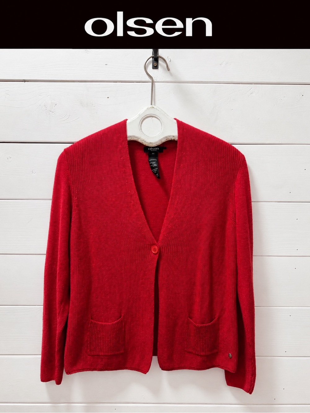 OLSEN Soft Knit Cardigan Red Size S